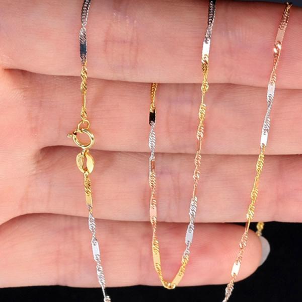18K White Yellow Rose  Gold Three Tone Chain Necklace 18 inches for Women  (NG018)