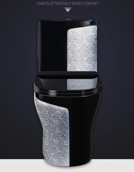 Luxury Ceramic Washdown Round One Piece Toilet Black Sliver Colored