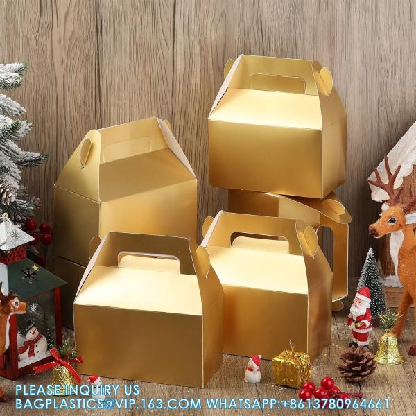 Gable Candy Treat Boxes, Small Goodies Gift Boxes With Handle, Dessert Boxes Favor For Wedding, Birthday Party
