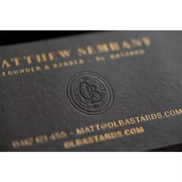 Tarjeta de presentación de bodas de papel de oro Impresión de papel duro en relieve Elegante Tarjeta de agradecimiento