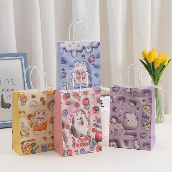 Cute Bunny Embossed Easter Party Decoration Bag Custom Color Accepted Bio-degradable