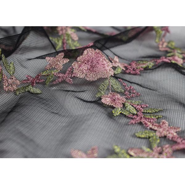 Вышитый стиль цветка цветения персика пинка ткани шнурка Тюль Мулти покрашенный флористический