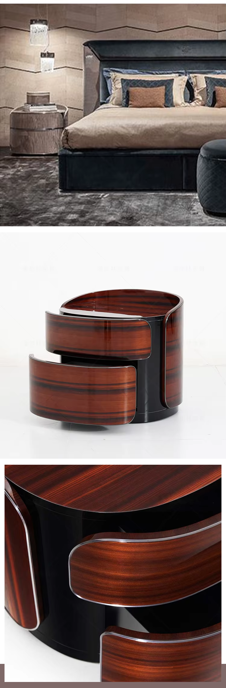 Nightstand With 2 Drawers Bedroom Furniture Accent Wooden Bedside Table