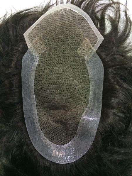 Cheveux toupet pour hommes à entretien facile avec nœuds simples et base en dentelle