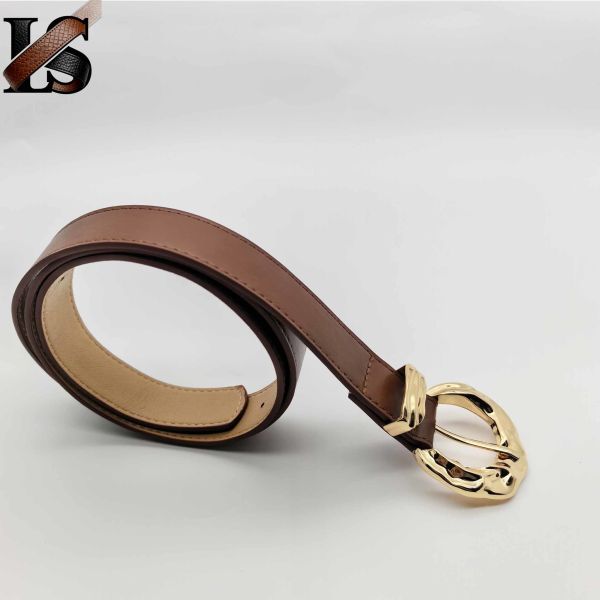 Manufacturer Casual Leather Belts Brown Large Pin Buckle with alloy washer buckle