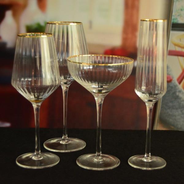 Personalize vidros de Rim Optical Stripes Crystal Cocktail do ouro