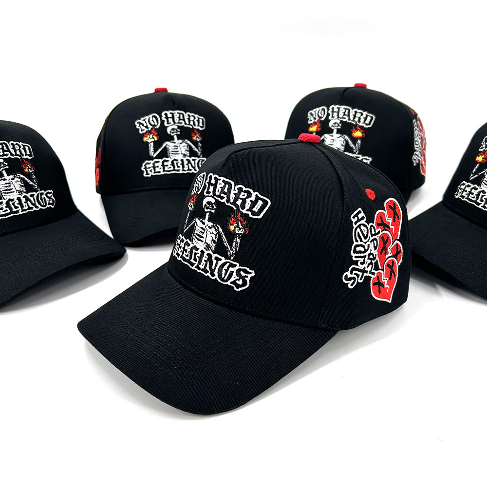 A Frame Cotton Fabric Mens Baseball Hat 5 Panel Custom Embroidered Logo