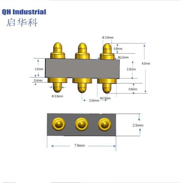 OEM/ODM service 3 pin brass spring loaded power electrical contact double ends pogo pin magnetic connector