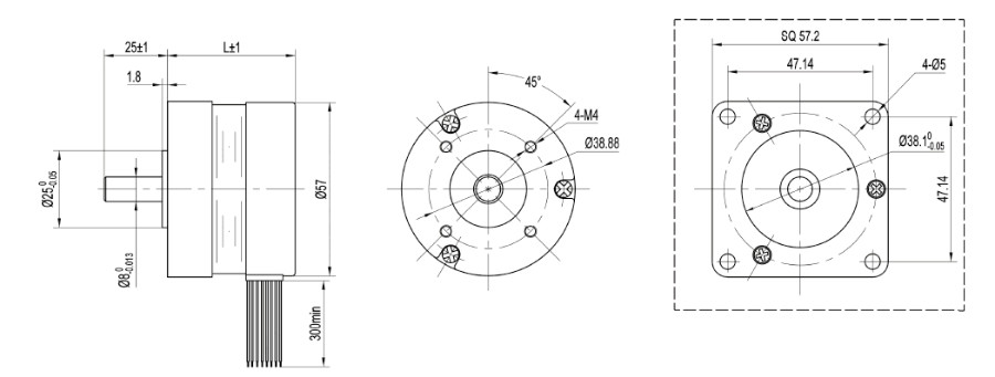 Мотор 7A 138W 4Pole 24V 3Phase 1.32Nm DC Nema 17 3000RPM 57mm безщеточный