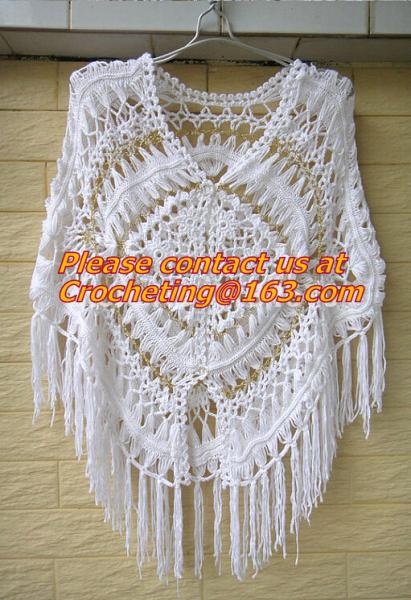 Womens Crochet Poncho Shawl Fringe Girl Floral Sweater Poncho Wrap, ponchoes, crochet