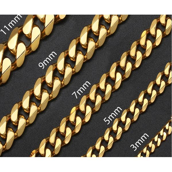 24 Inch Men's Round Miami Cuban Link Chain Necklace in Gold Tone Stainless Steel