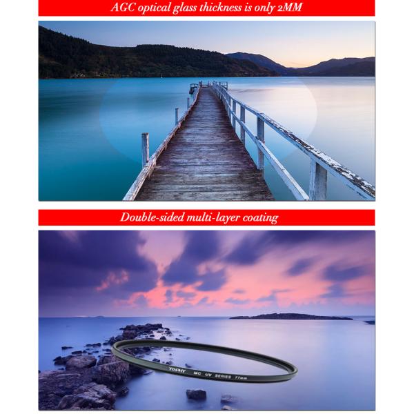 UV Protection Camera Lens UV Filter , 52mm Lens Filter Multi Coating Black Color