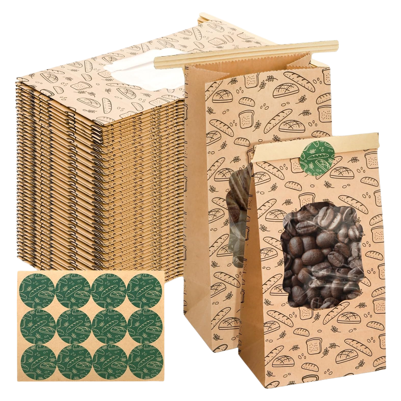 Durable Bread Packaging Paper Bags Bakery Product Packaging Tear Resistant With