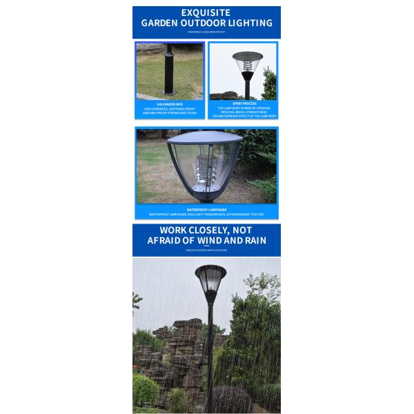 E27 Outdoor LED Garden Pole Lights Manufacturer 450mmx580mm IP65