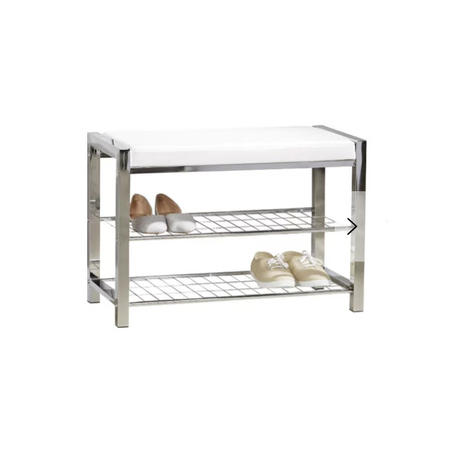 Rectangle Style Shoe Rack Bench with European Design and Chrome Finish Iron Structure