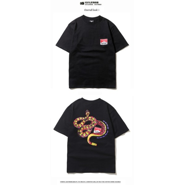 Youth Popularity Collarless Rattlesnake Printed Skateboard T-Shirt for 18-24 Years Old