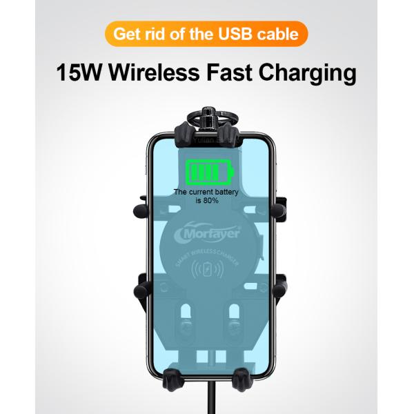 15W 5V 2.4A Motorcycle Wireless Charger Mount Waterproof