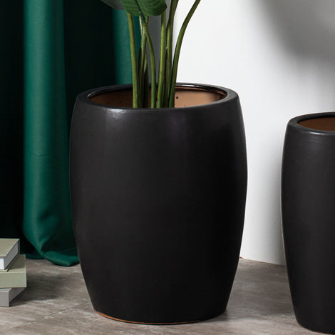 Hot sale desktop decoration black tall succulent plant pots custom logo ceramic flowerpot for home decor