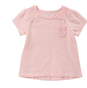 Camisas curtos do verão do rosa da menina da luva