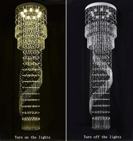 K9 Crystal Chandelier Modern Flush Mount Crystal Light Spiral Ladder Luxury staircase long chandelier(WH-NC-17)