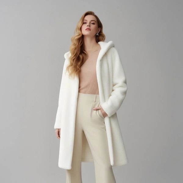 Fuzzy Cardigan Faux Fur Jacket Fall Fashion Hooded Faux Fur Winter Coat