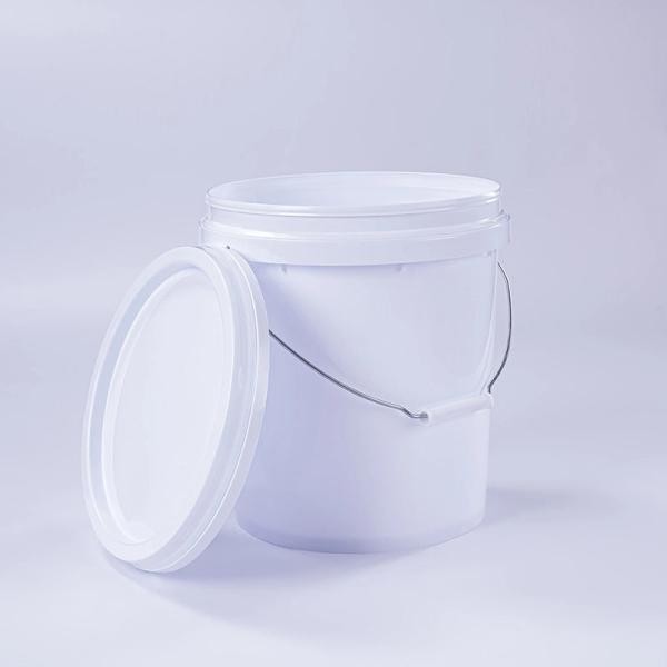 Large White Round Plastic Pail With Lid And Handle Indoor And Outdoor