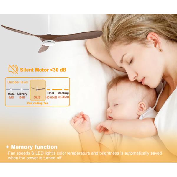 1stshine Hotel Decorativo LED ventilador de teto com iluminação dimmable e lâminas de madeira