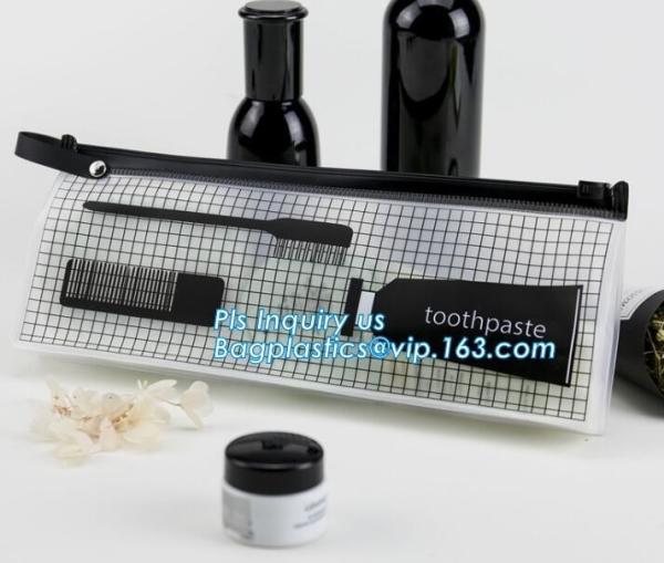 costomize slider Zip lockk pvc travel cosmetic bag, slider zipper bag with printing for clothes, Swimwear toiletry PVC Vin