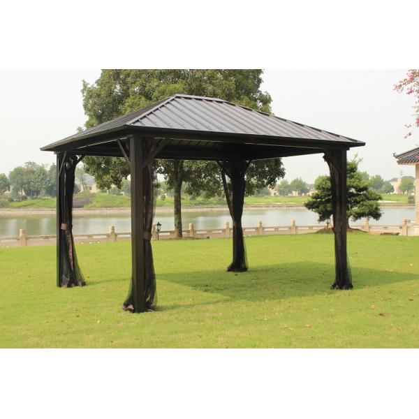 Polyester Sail Double-Roof Metal Gazebo with Arched Rib in Classic Design