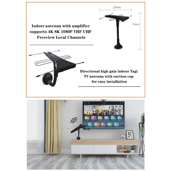 Antenne d'intérieur extérieure de Digital TVHD 75 d'ohm de Fm de fréquence ultra-haute de VHF Dvbt2 Digital de Yagi à gain élevé de VHF