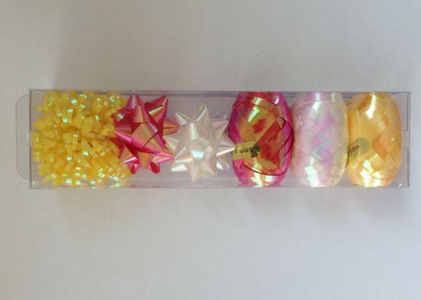 Gold , silver , red Gift Wrap Ribbon Set , PET and Iridescent egg and fancy star bow