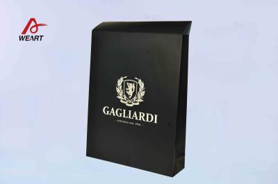 Special Customized Christmas Paper Gift Bags Blue Color Embossed Logo With Blue Handle