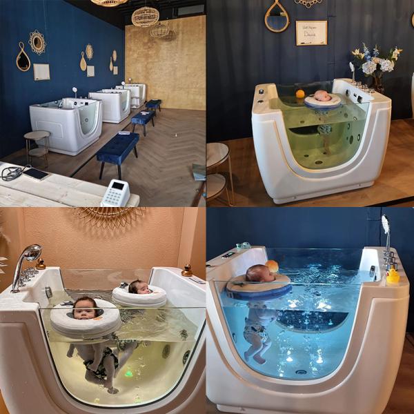 Square Baby Spa Massage Freestanding Whirlpool Bathtub Small Size with LED Light