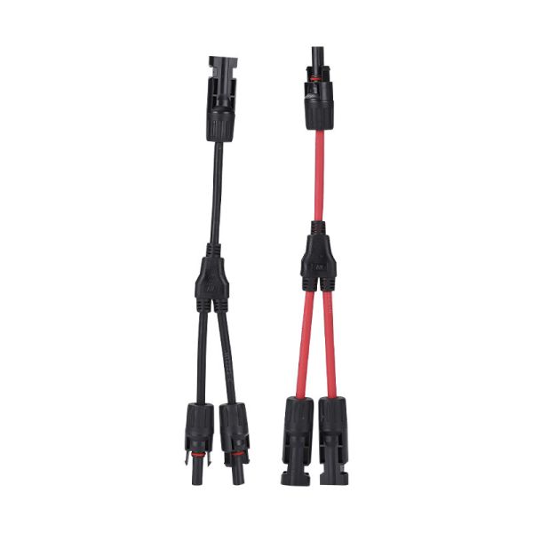 Y-type 3-way 1000V 6mm² MC4 photovoltaic connector for solar panel parallel connection, capable of splitting a solar panel into two