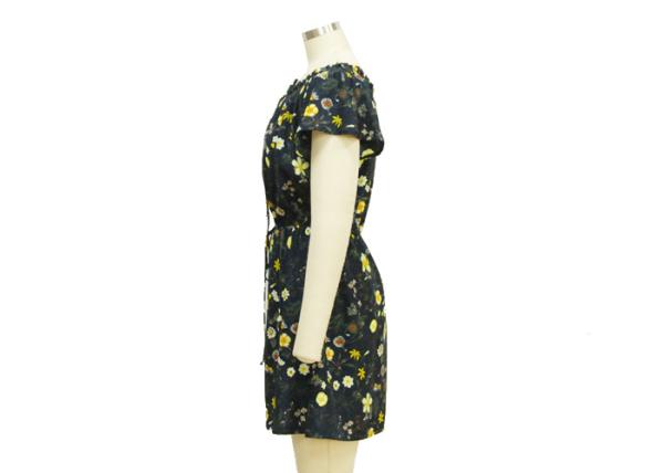Short Sleeve Floral Maxi Dress , 100 Polyester Maxi Dress With Sleeves Swimwear Style