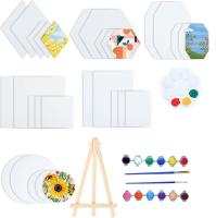 Ensembles de peinture sur toile de forme rectangulaire ronde hexagonale avec palettes