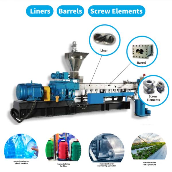 Customized Twin Plastic Extruder Screw Barrel For Engineering Plastic PEEK Production