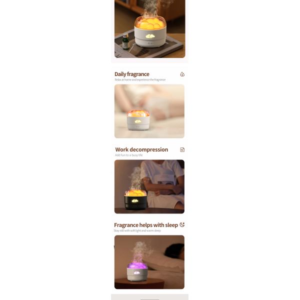 Cloud Design Essential Oil Ultrasonic Air Humidifier 320ml With Colorful Night Light