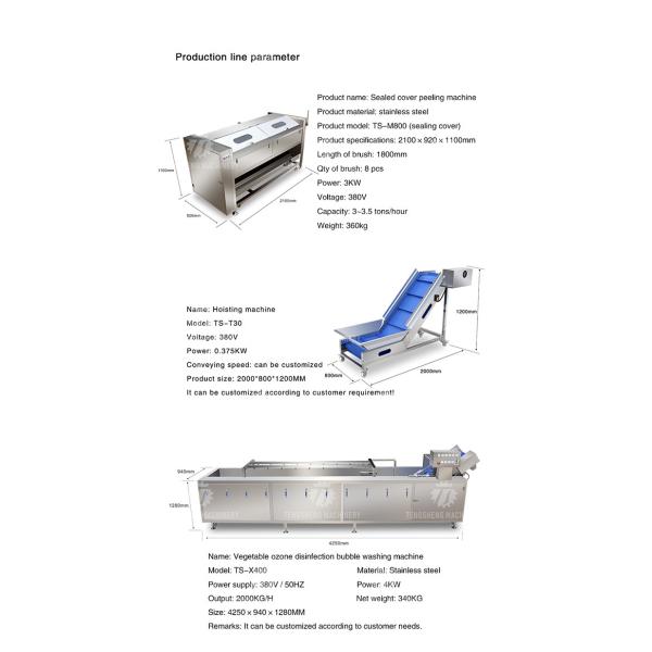 Vegetable Hair Roller Bubble Washing Selection Cutting Machine Production Line