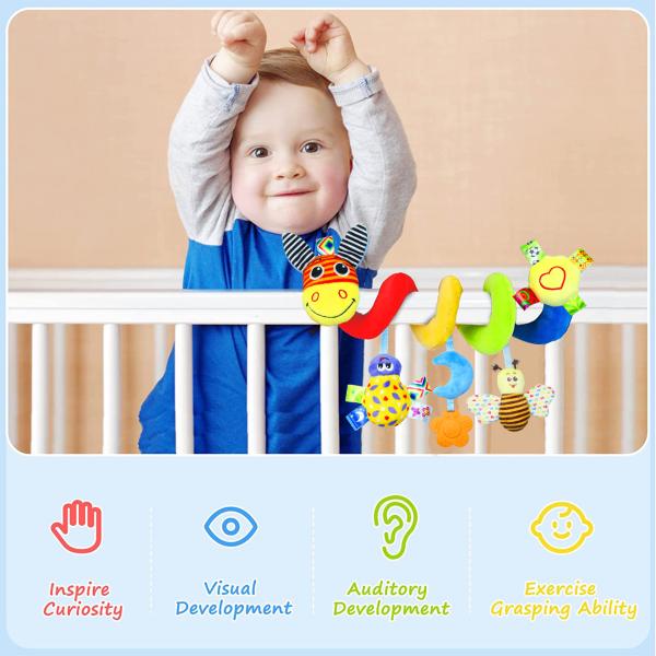 0-24 Months Baby Spiral Plush Toy Stretchy Activity Toy for Stroller and Crib Mobile