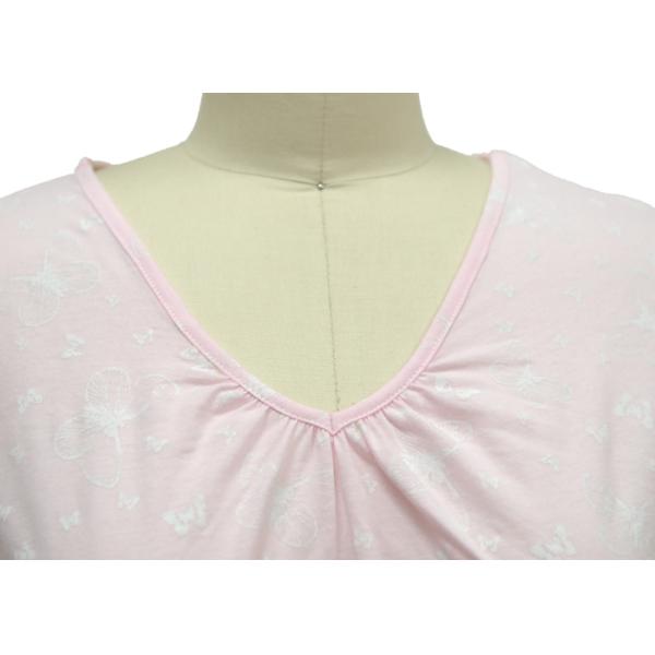 Natural 100 Cotton Short Sleeve Nightgown , V Neck Night Dress For Womens