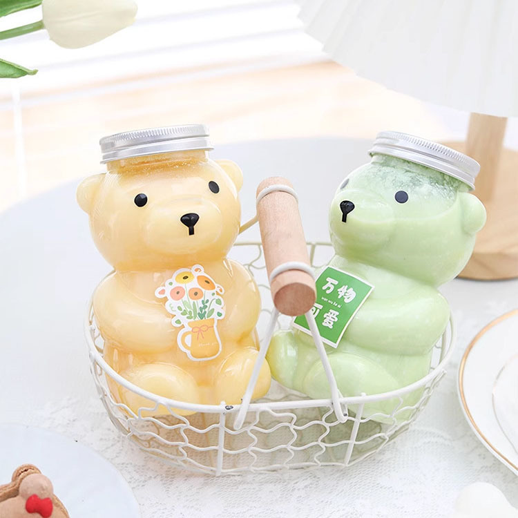 450ml Pet Beverage Straw Cup with Screw Cap Children's Disposable Milk Tea Bottle