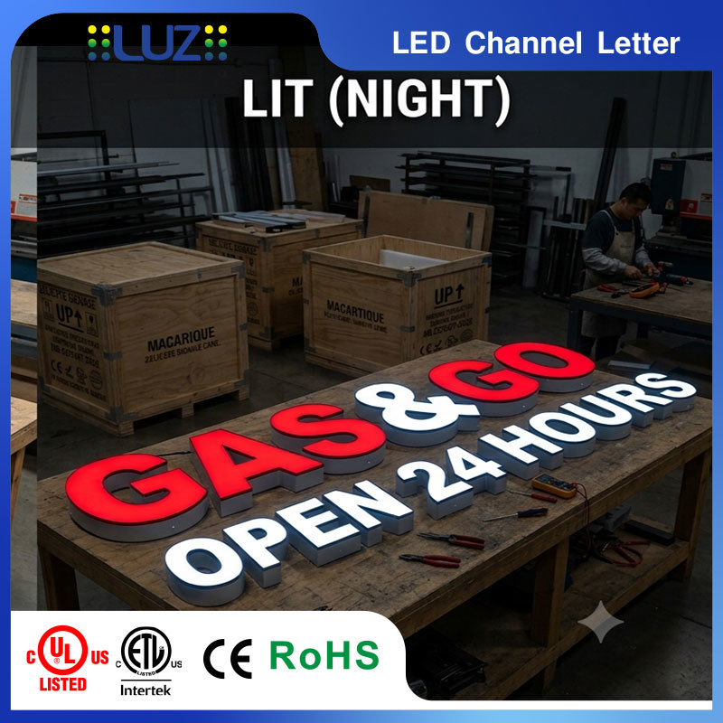 Anti UV Yellowing Resistant Acrylic Face High Output Brightness Channel Letter For Petrol Gas Station