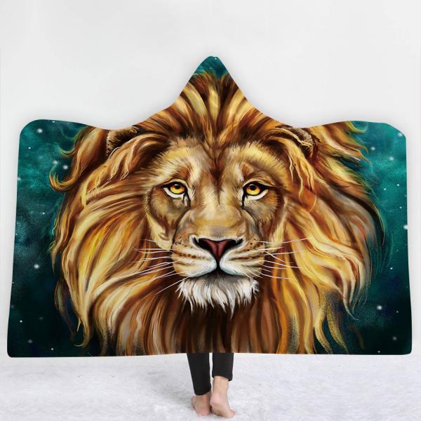 lion children's adult hooded blanket velvet fabric rectangular hand washable