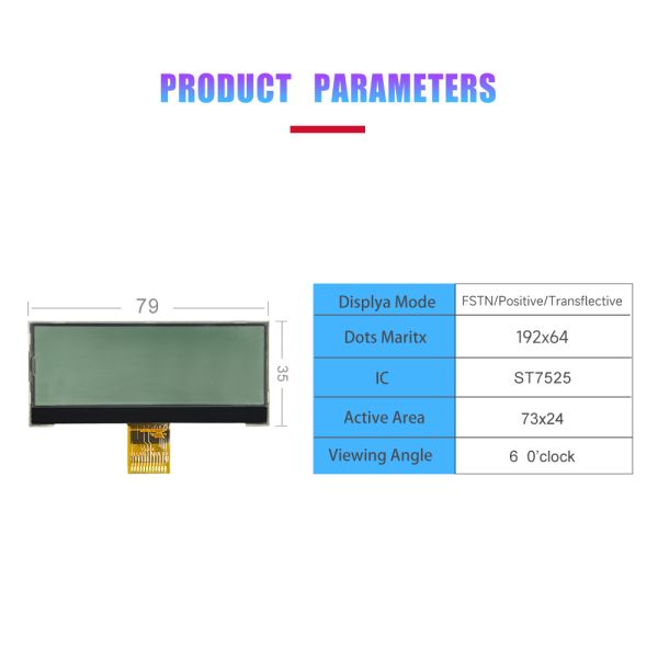 3.3 Inch Monochrome COG Dot Matrix LCD Display with FSTN/Transflective/Positive Mode and ST7525 Drive IC for Instruments