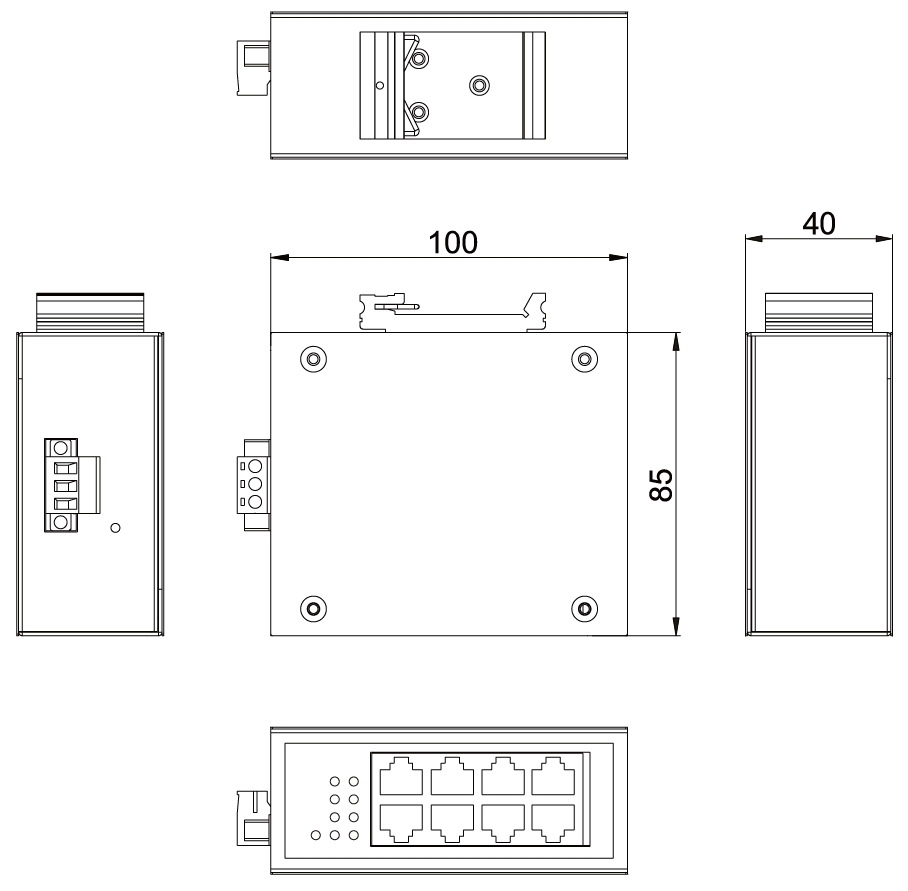 8 портовые промышленные коммутаторы Ethernet Full Duplex Half Duplex 100 Mbps