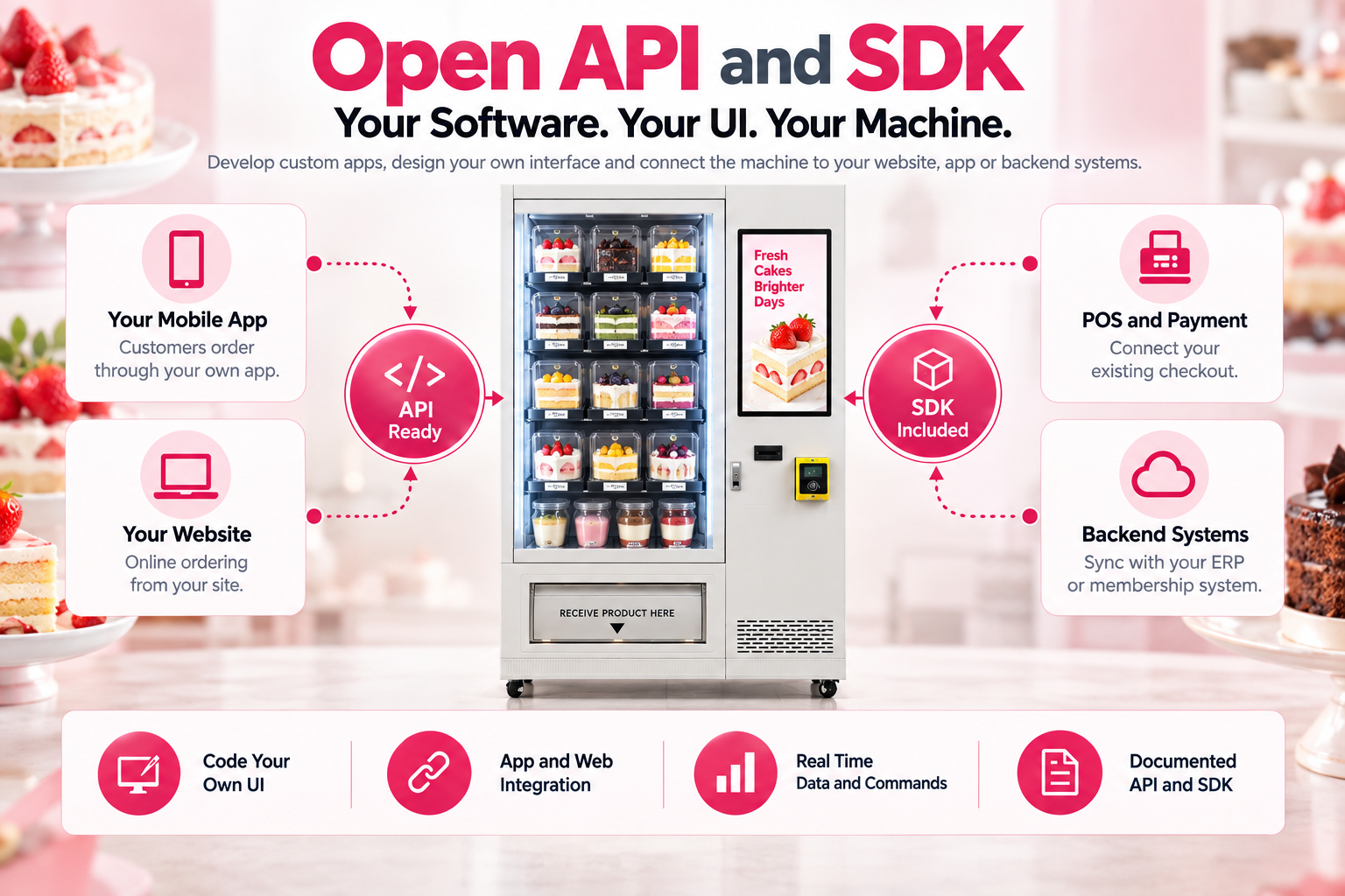 Winnsen Smart Refrigerated Vending Machine with Elevator for Cake Shop Dessert Display