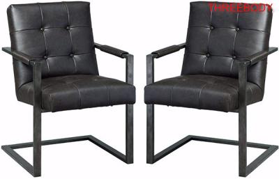 Black Leather Executive Office Chair , Modern Office Meeting Room Chairs