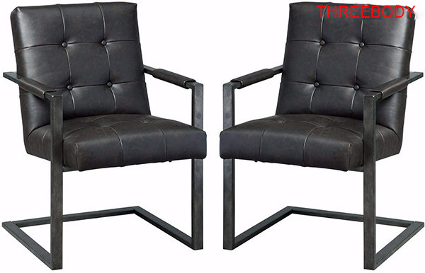 Black Leather Executive Office Chair , Modern Office Meeting Room Chairs