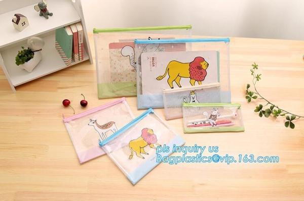 Customize Mesh PVC Pencil Bag A4 Travel Passport Pouch, Plastic k document file bag